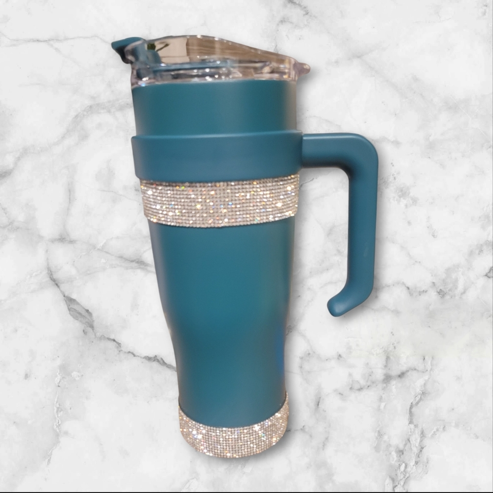 40 oz. Tumbler stylized with gemstones - Brand new unused!
